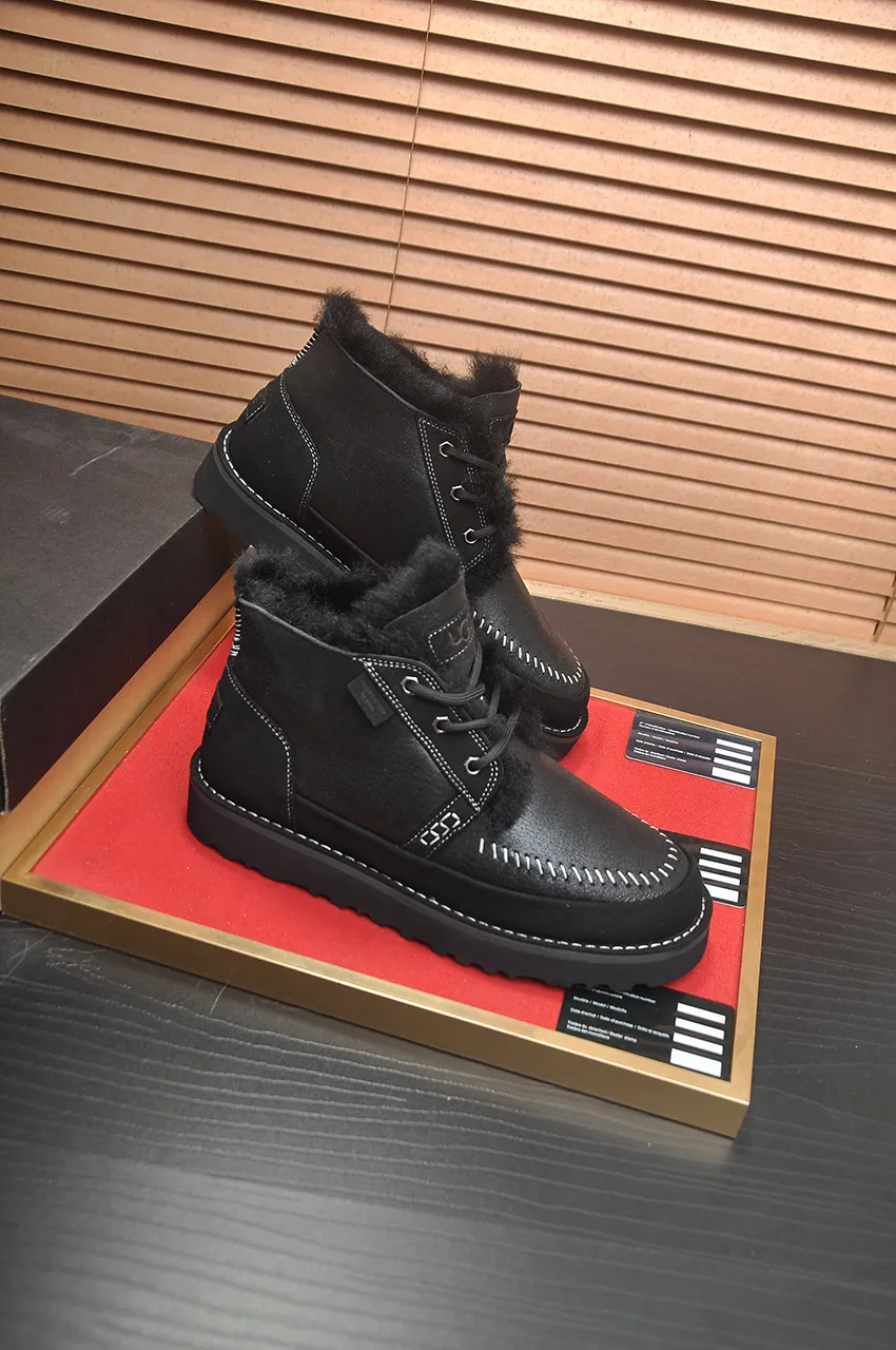 Men's shoes 💰640💶 [UGG] (full wool lining) top-end high-quality fur-in-one warm snow boots from Australia's warm luxury brand men's shoes, UGG-5877 official website synchronized, made of imported cowhide, carefully sewn...Imported rubber foam outsole (comfortable, soft, wear-resistant) The quality is really great...Exquisite workmanship, you can't put it down at first sight, available in sizes 39-44